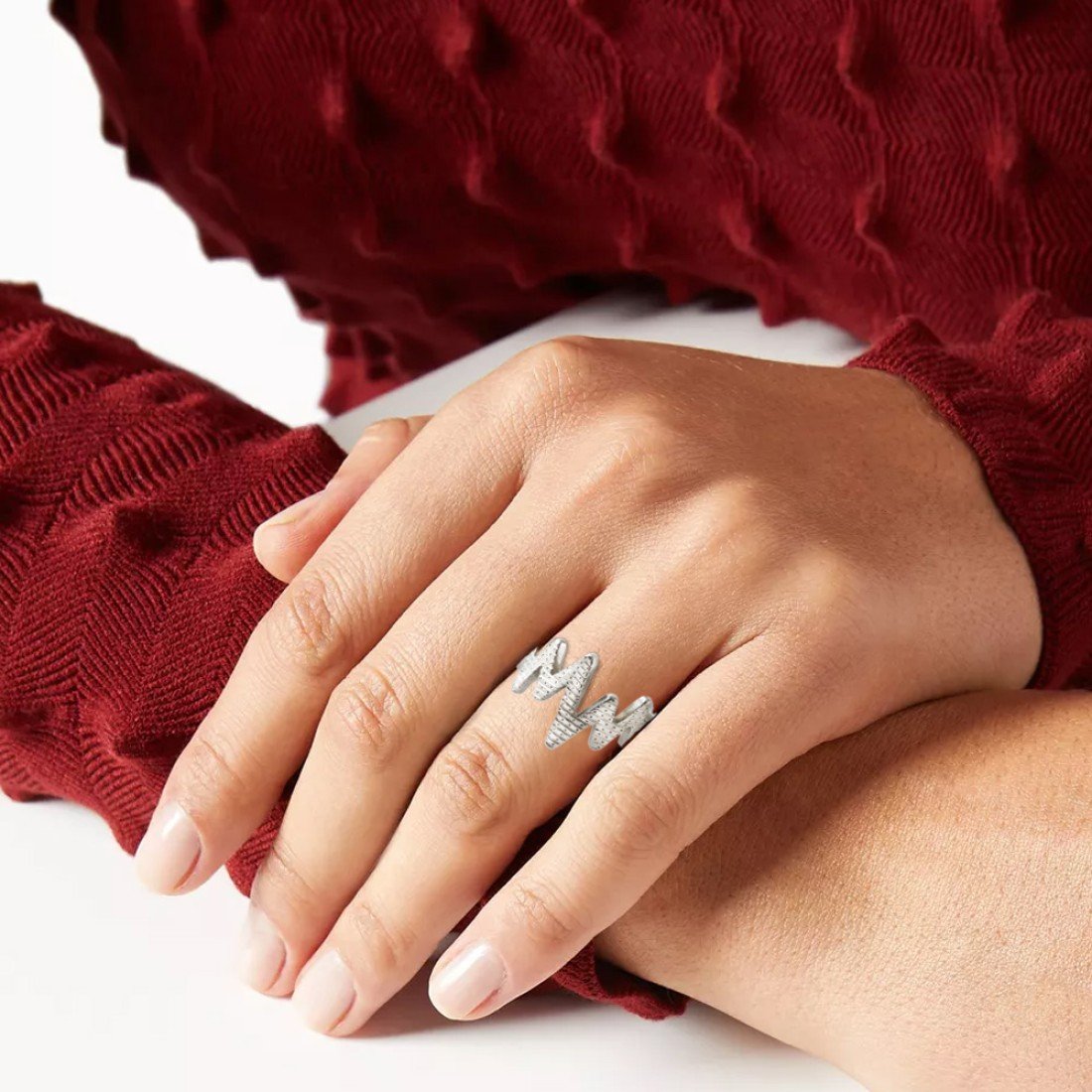 AFRA JEW Heartbeat Ring | Silver Stainless Steel | Pulse Design | Elegant Minimalist Jewelry AFJ11003R - Image 3