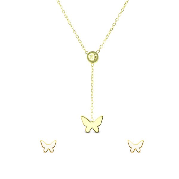 AFRA JEW Wings Set | Gold Stainless Steel Necklace & Earrings | Angel Wing Jewelry Gift | AFJ17004S