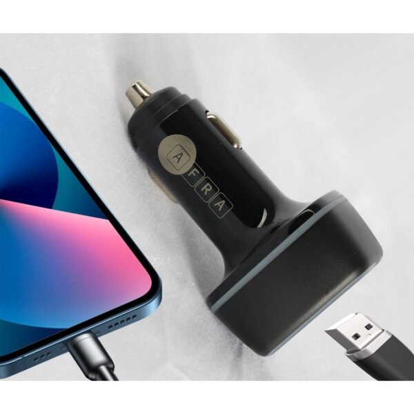 AFRA Compact Car Charger AF-0095USBC – 32W, 3A, 3 Ports (2x USB-A, 1x USB-C), Fast Charging - Image 5