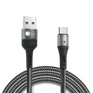 AFRA USB Charging Cable AF-0003TYPC – 2.4A, Nylon-Braided, USB A to Type-C, Tangle-Free & LED