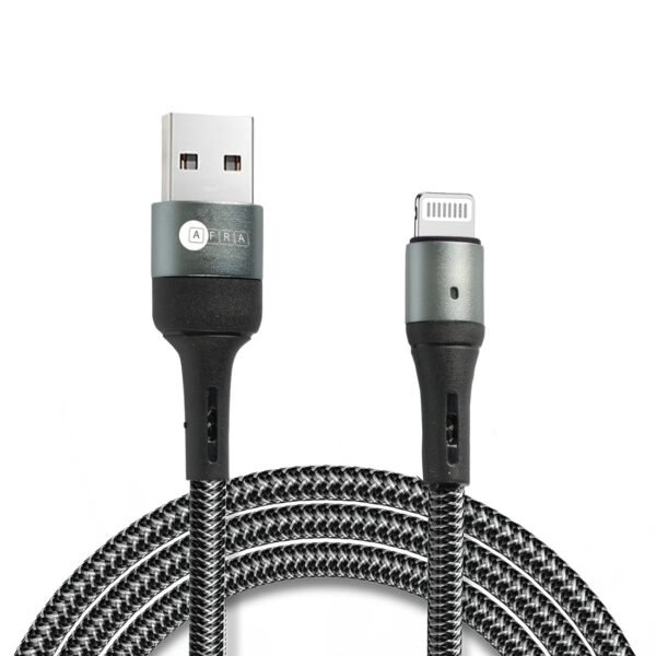 AFRA USB Charging Cable AF-0003LIGC – 2.4A, Nylon-Braided, USB A to iPhone Lightning, Durable