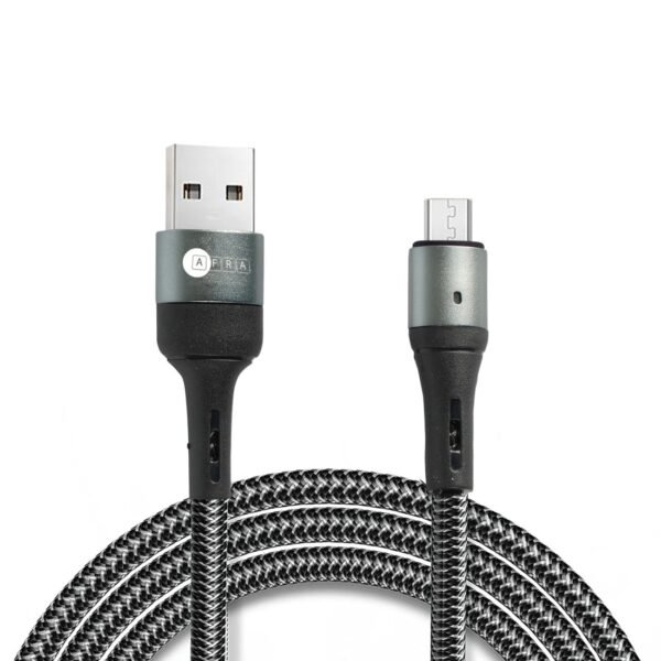 AFRA USB Charging Cable AF-0003MUSB – 2.4A, Nylon-Braided, Micro USB, Tangle-Free & LED Indicator