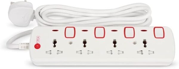 AFRA Extension Cord | 5 Meter Cable | 4 Universal Sockets | Shockproof | 250V | AF-004EXRD-5MT - Image 3