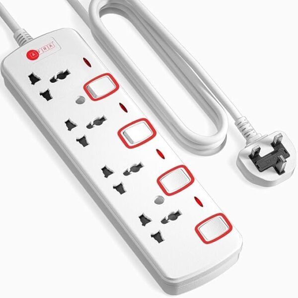 AFRA Extension Cord | 5 Meter Cable | 4 Universal Sockets | Shockproof | 250V | AF-004EXRD-5MT - Image 2
